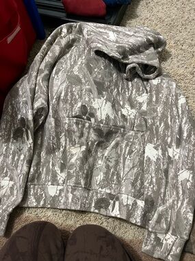 Abercrombie & Fitch Gray and White Camouflage Hoodie